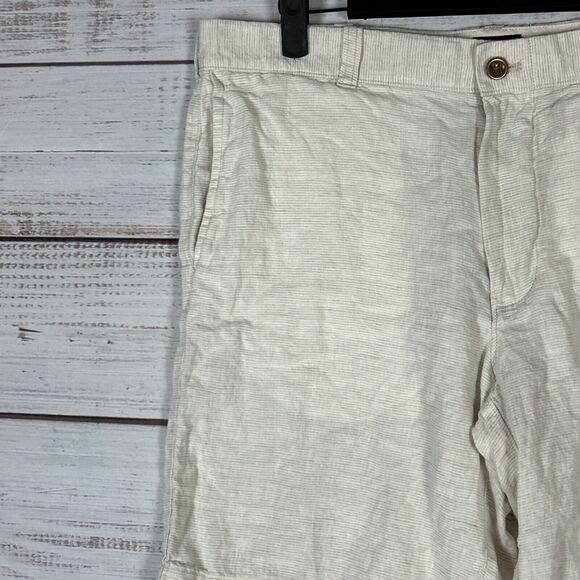 J Crew Shorts Mens 100% Linen Chino Sz 35 9" Inseam Ivory Casual Outdoor Summer - Picture 3 of 8